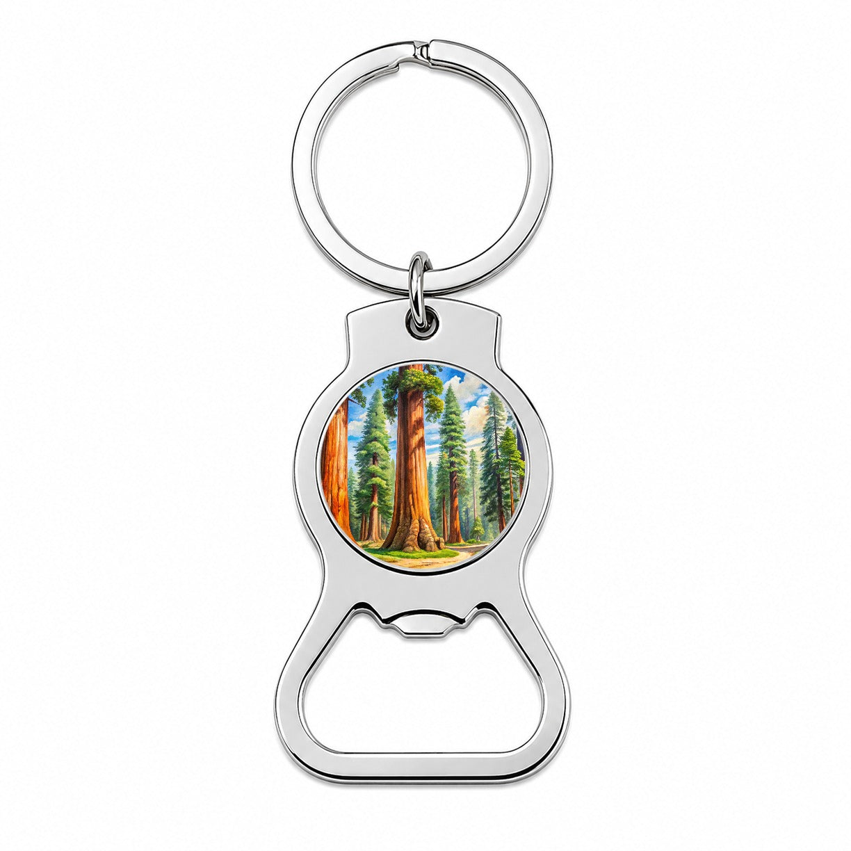 Giant Sequoia National Monument California Watercolor Style Bottle Opener Keychain