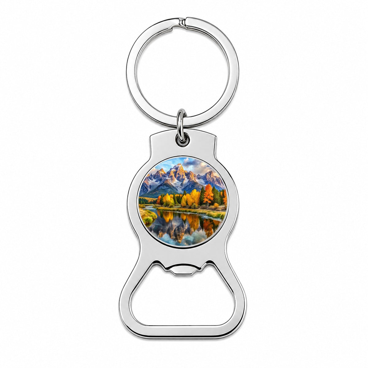 Grand Teton National Park Wyoming Watercolor Style Bottle Opener Keychain