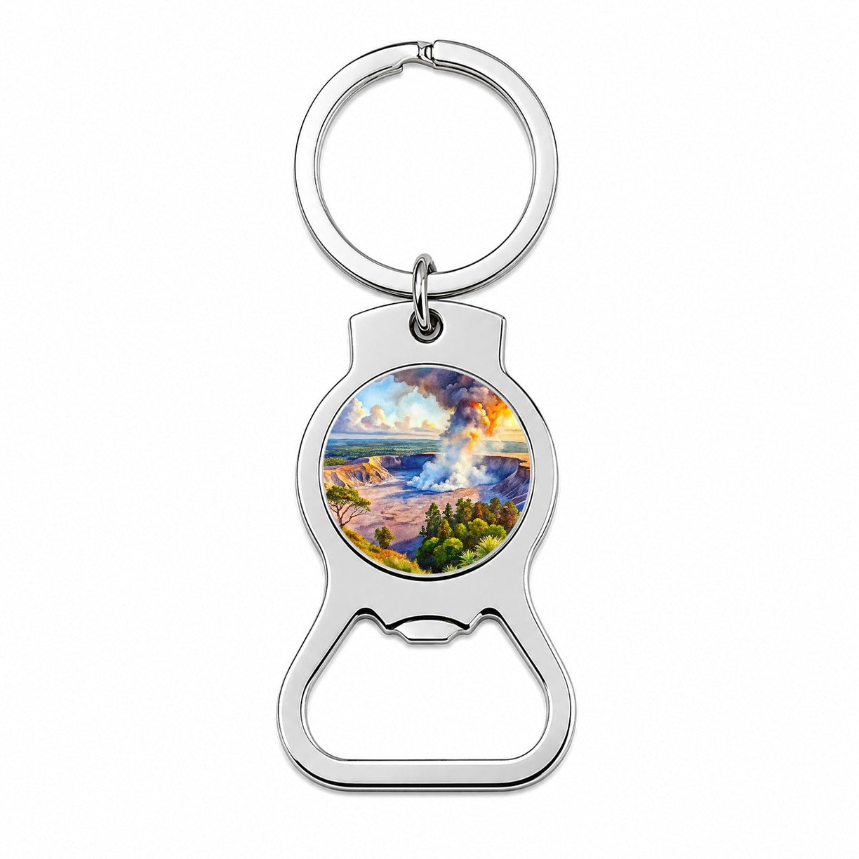 Hawai'i Volcanoes National Park Watercolor Style Bottle Opener Keychain