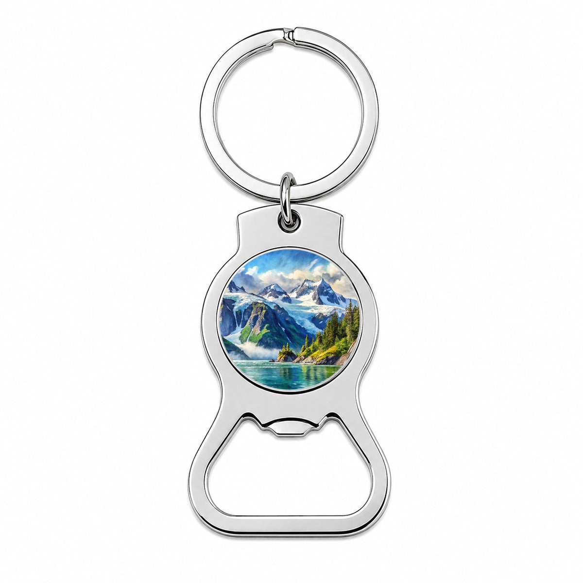 Kenai Fjords National Park Alaska Watercolor Style Bottle Opener Keychain
