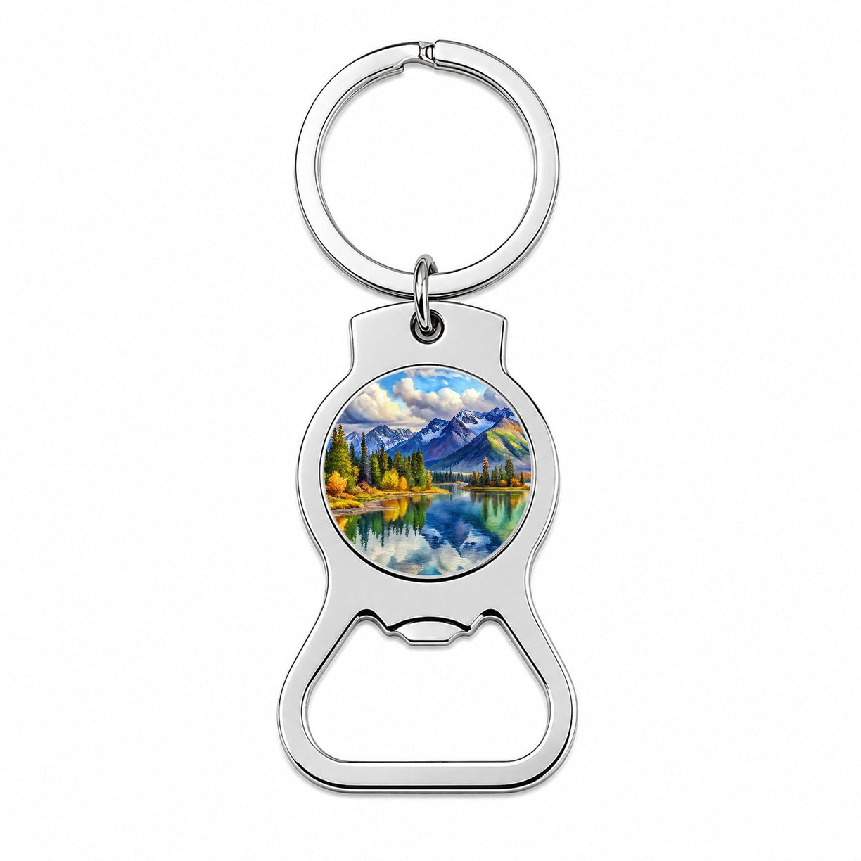 Lake Clark National Park Alaska Watercolor Style Bottle Opener Keychain