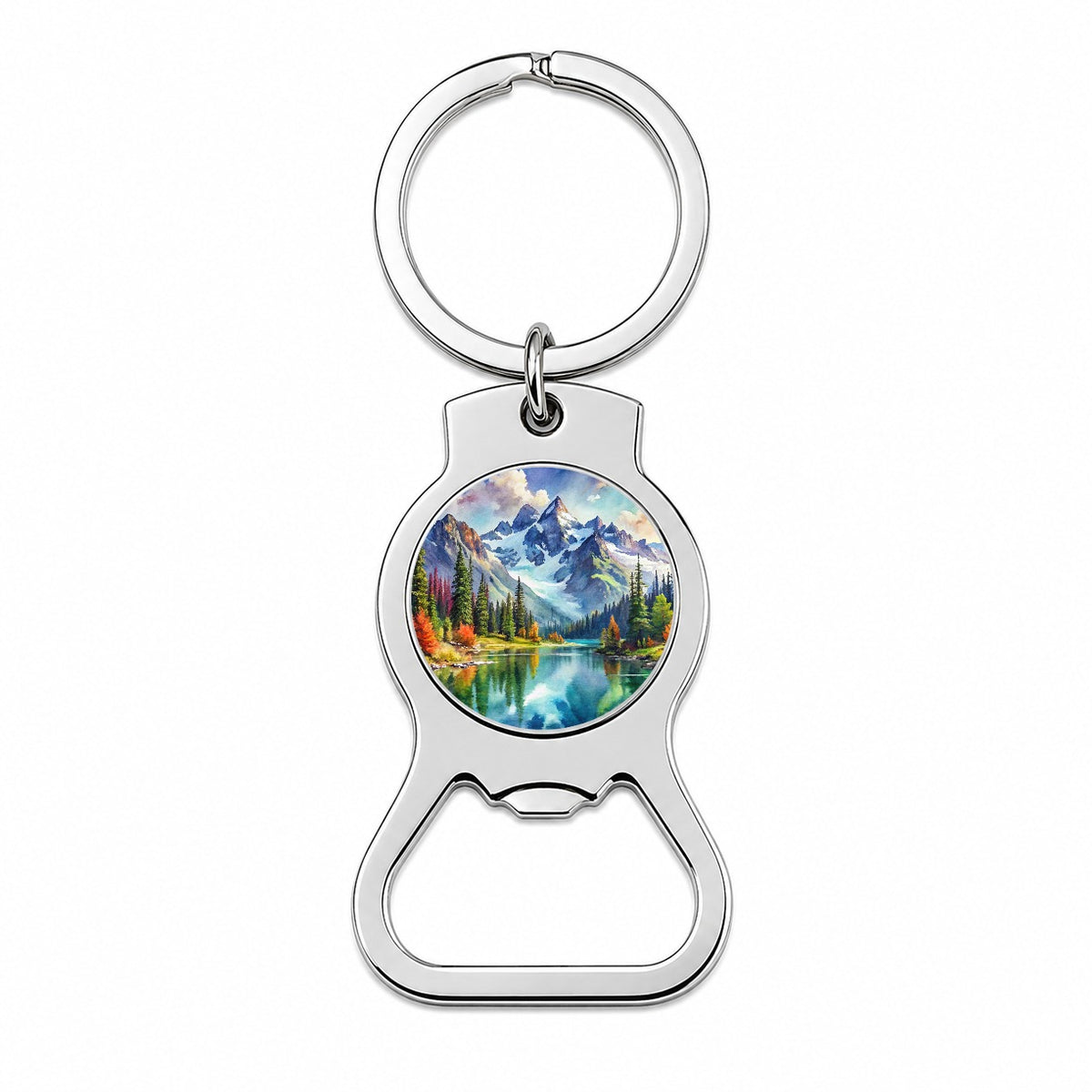 North Cascades National Park Washington Watercolor Style Bottle Opener Keychain