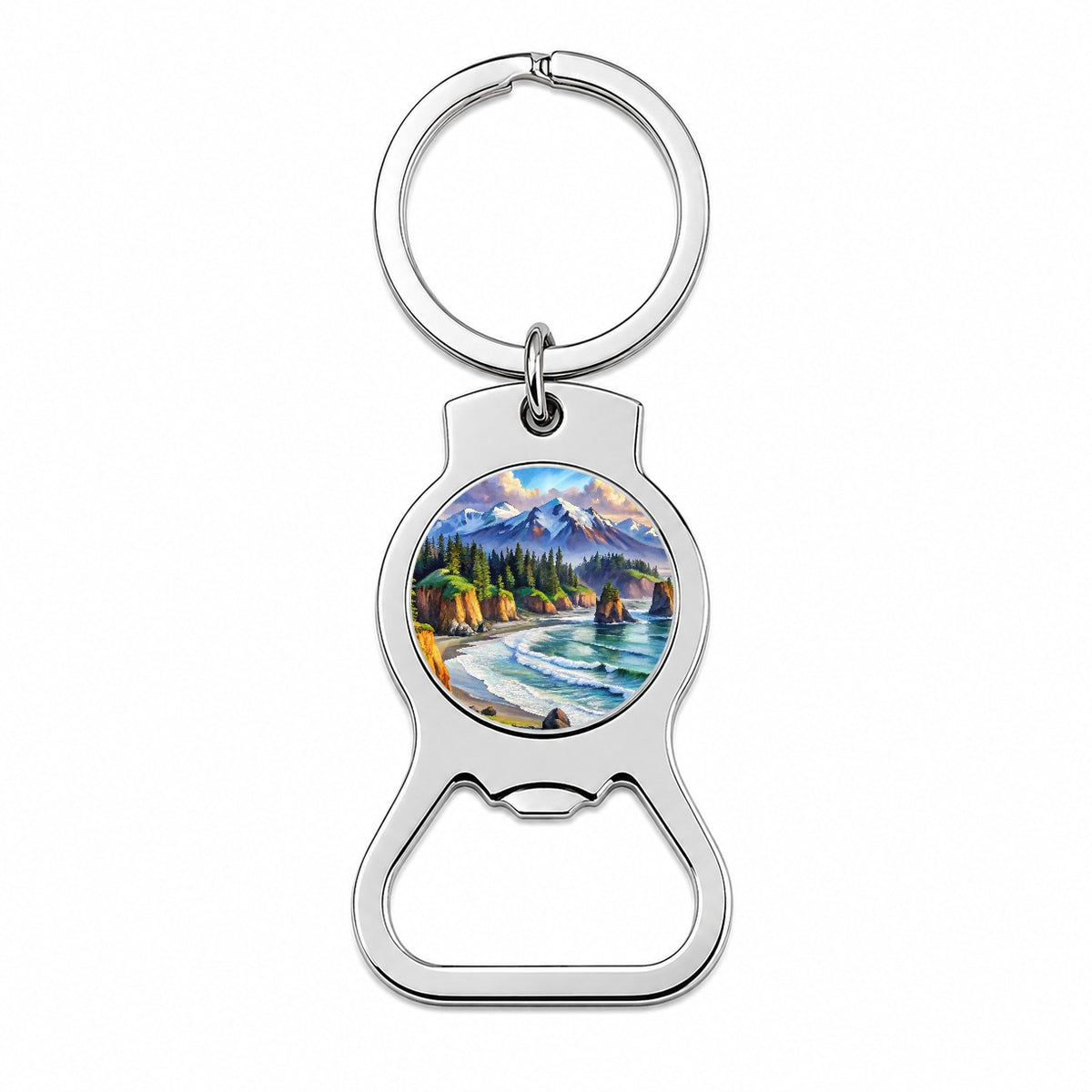 Olympic National Park Washington Watercolor Style Bottle Opener Keychain