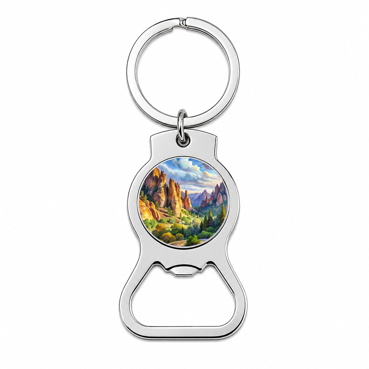 Pinnacles National Park California Watercolor Style Bottle Opener Keychain
