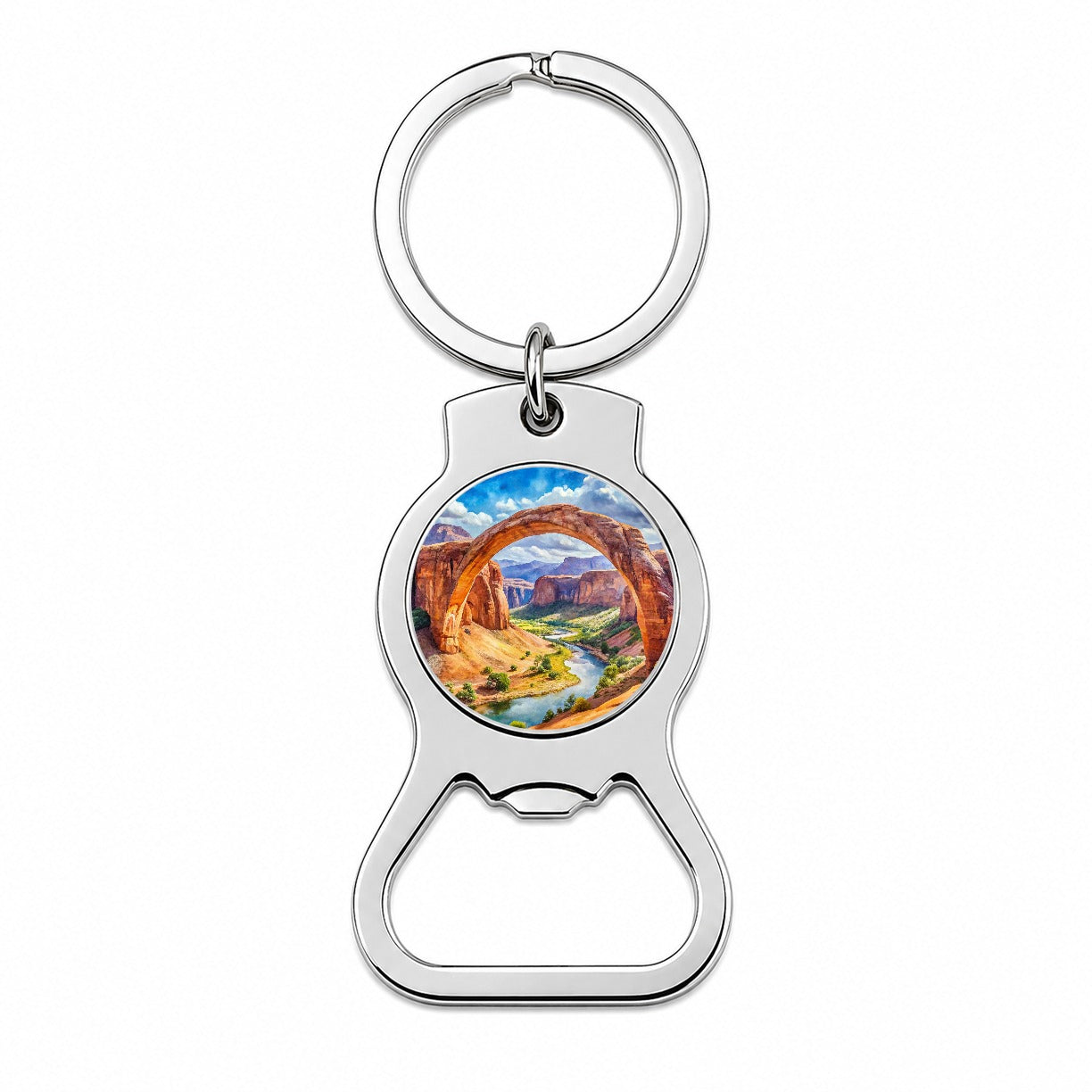 Rainbow Bridge National Monument Utah Watercolor Style Bottle Opener Keychain