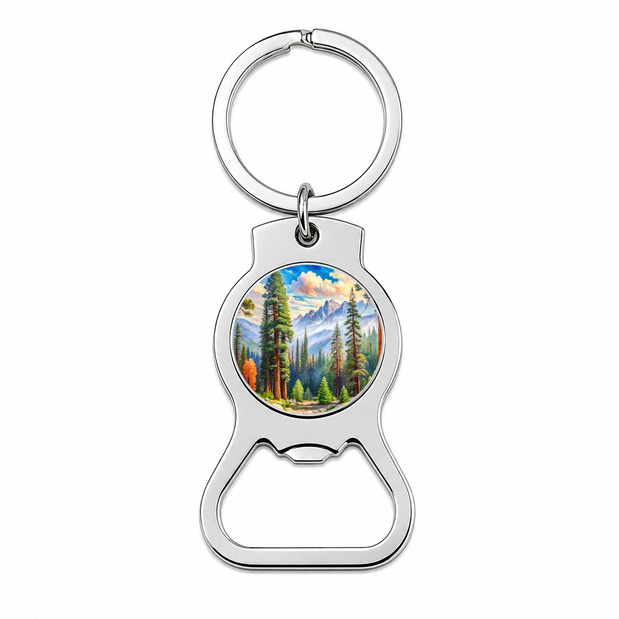 Sequoia National Park California Watercolor Style Bottle Opener Keychain