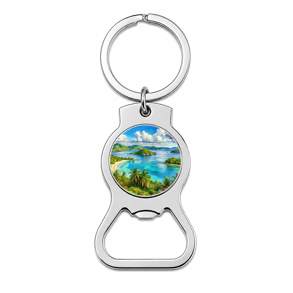 Virgin Islands National Park Watercolor Style Bottle Opener Keychain