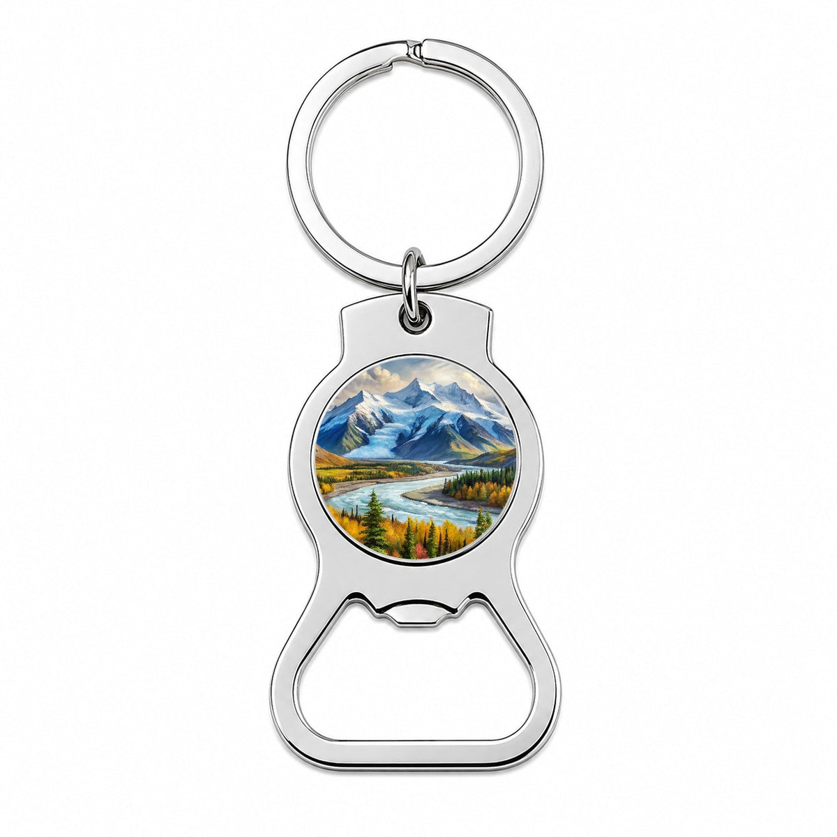 Wrangell - St. Elias National Park Alaska Watercolor Style Bottle Opener Keychain