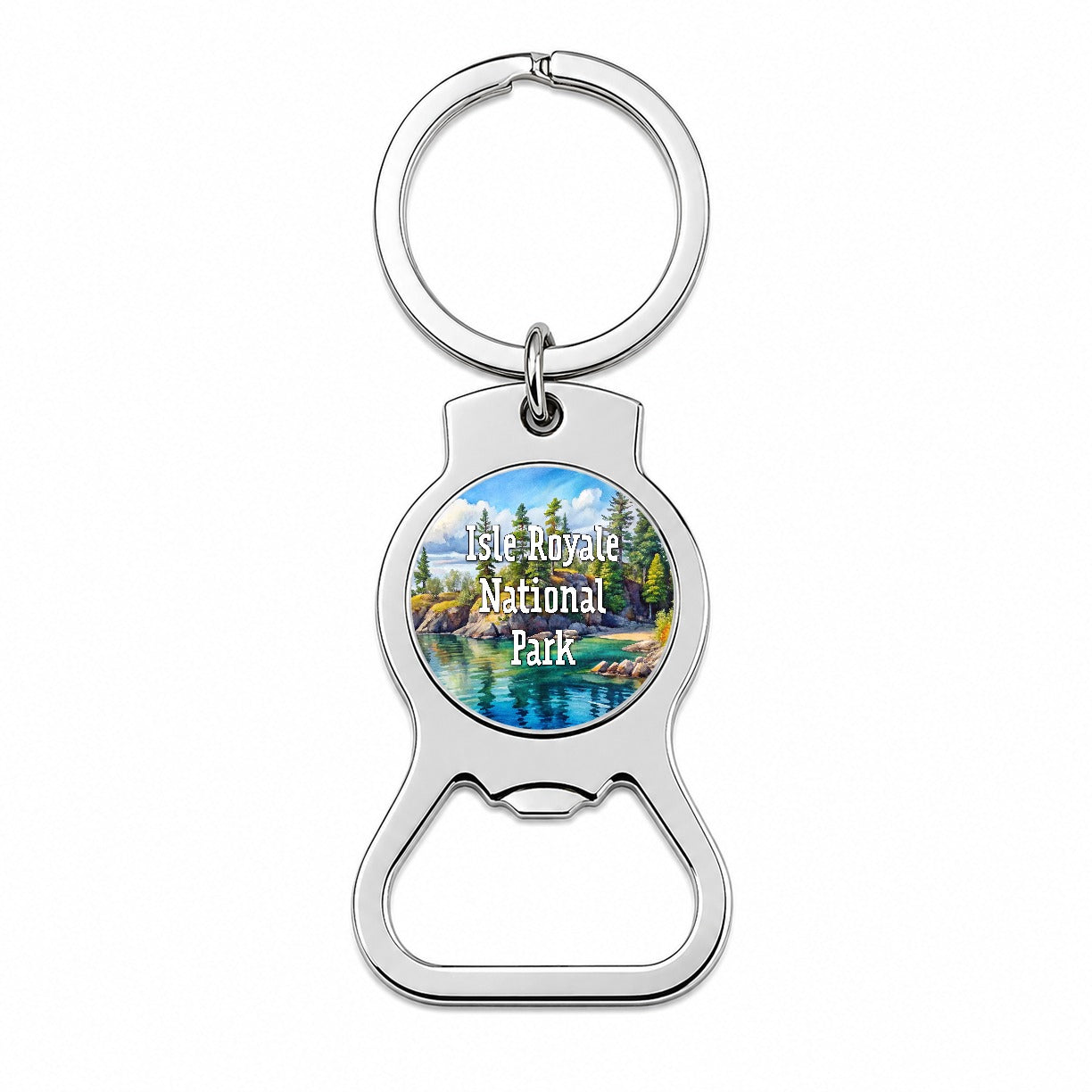 Isle Royale National Park Michigan Bottle Opener Keychain