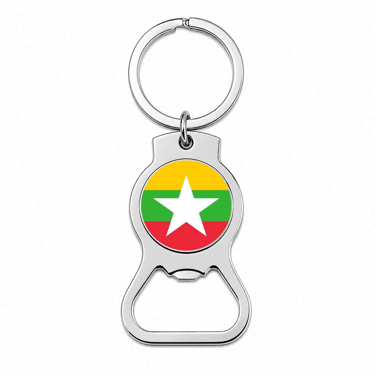 Myanmar Country Flag Bottle Opener Keychain