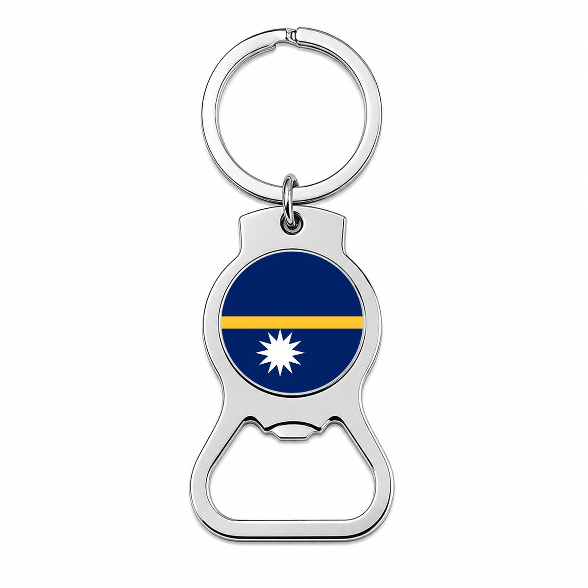Nauru Country Flag Bottle Opener Keychain