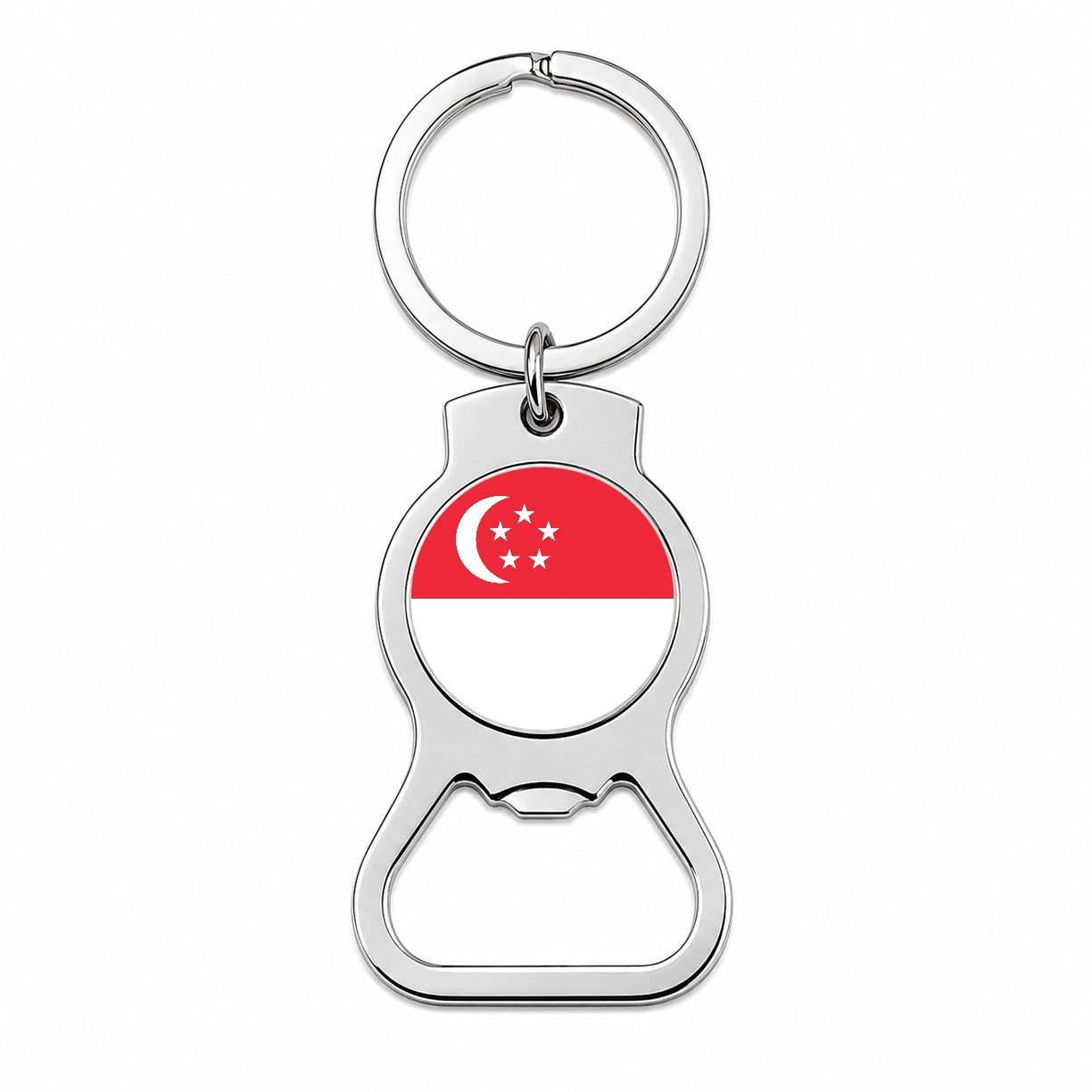 Singapore Country Flag Bottle Opener Keychain