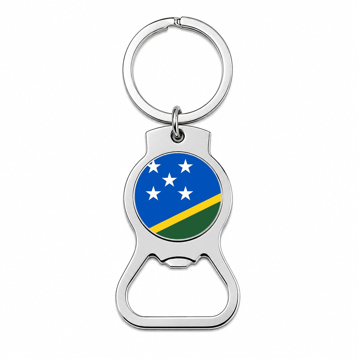 Solomon Islands Country Flag Bottle Opener Keychain