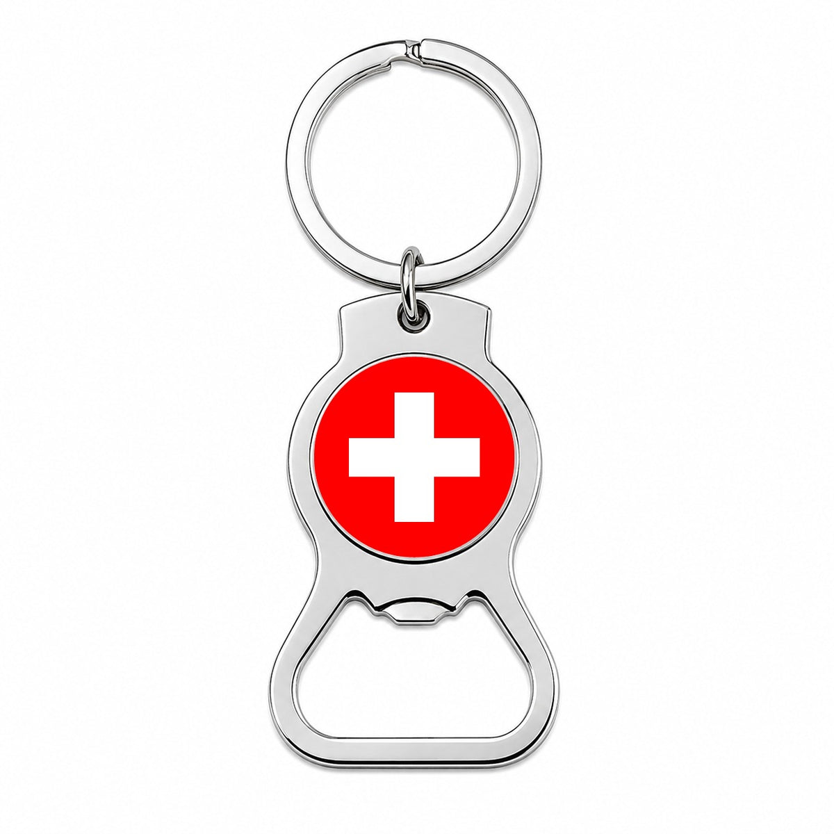 Switzerland Country Flag Bottle Opener Keychain