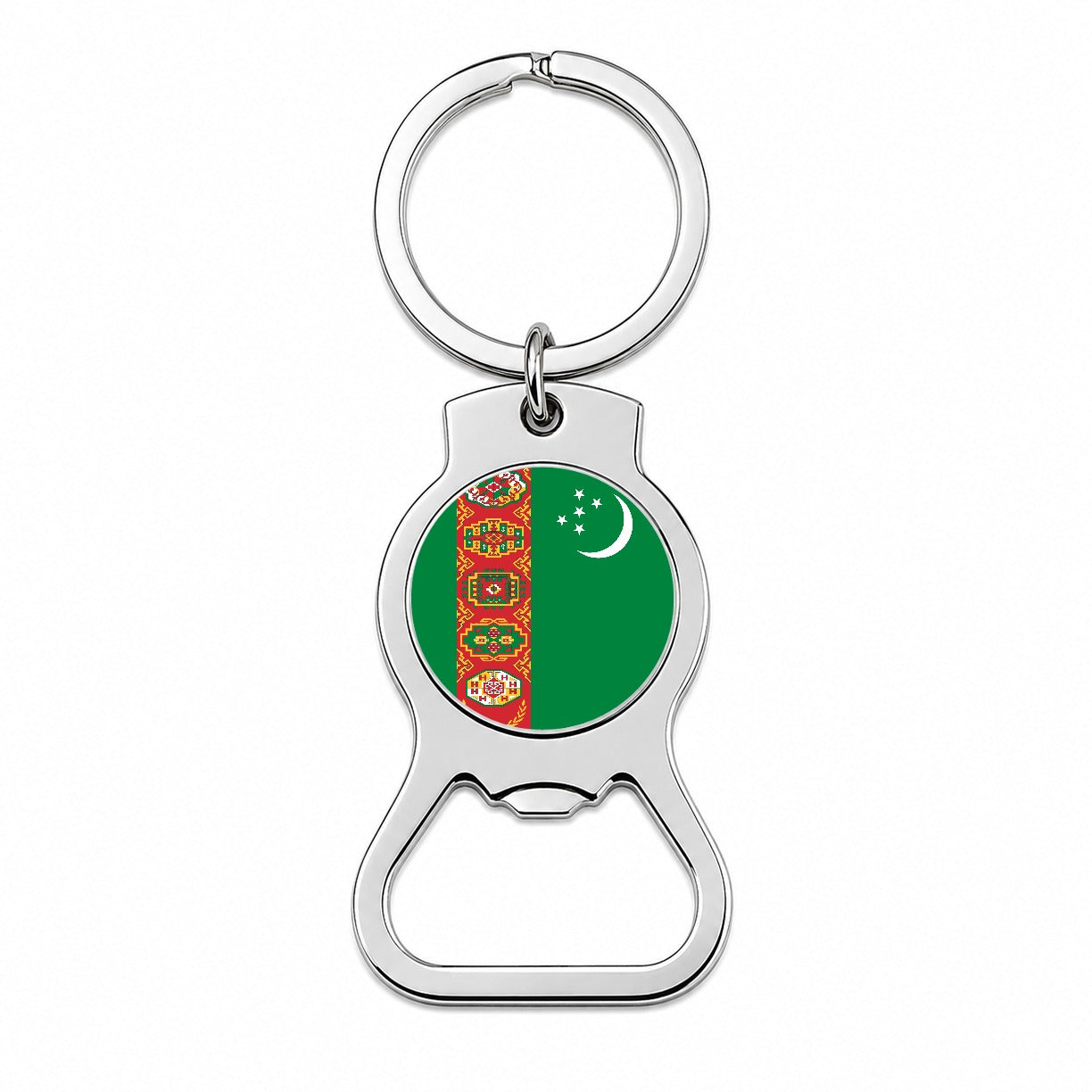 Turkmenistan Country Flag Bottle Opener Keychain