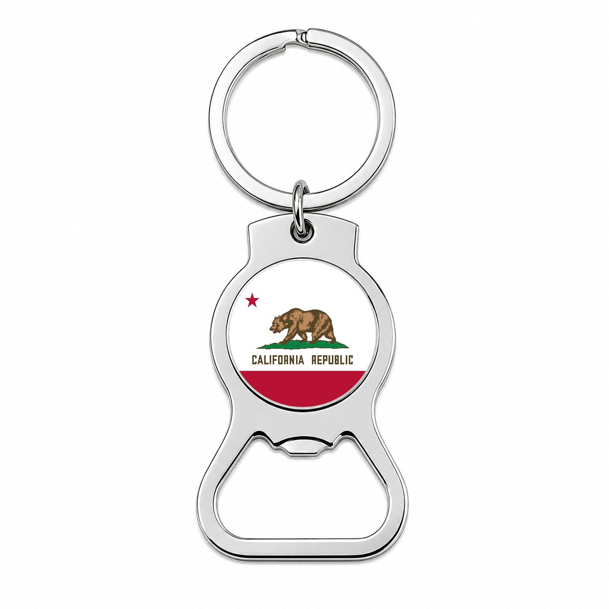 California CA State Flag Bottle Opener Keychain