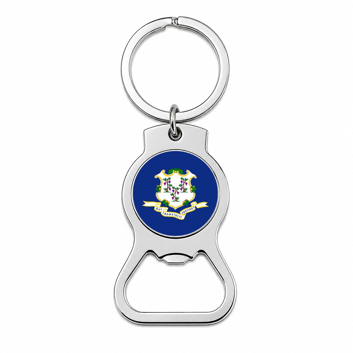 Connecticut CT State Flag Bottle Opener Keychain