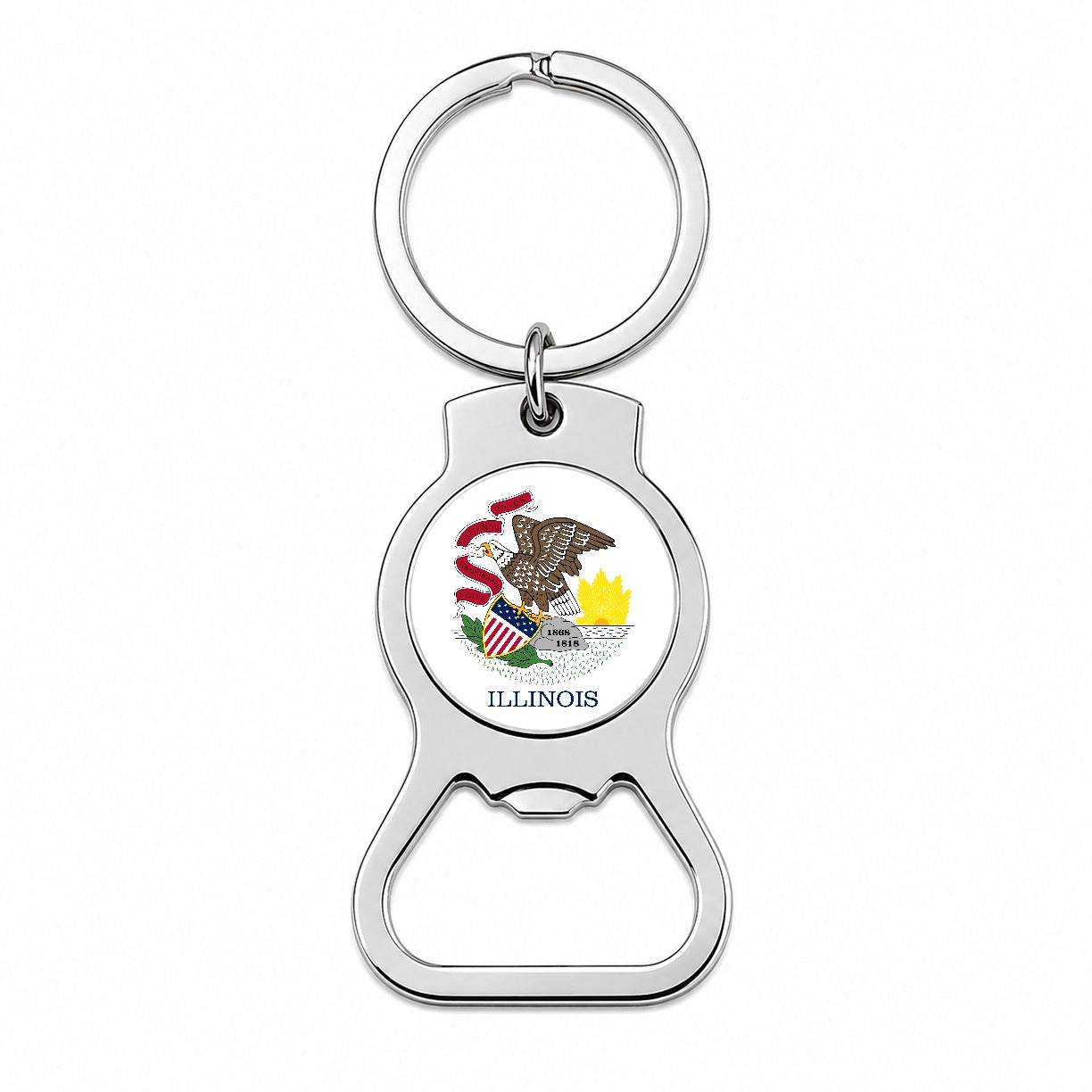 Illinois IL State Flag Bottle Opener Keychain
