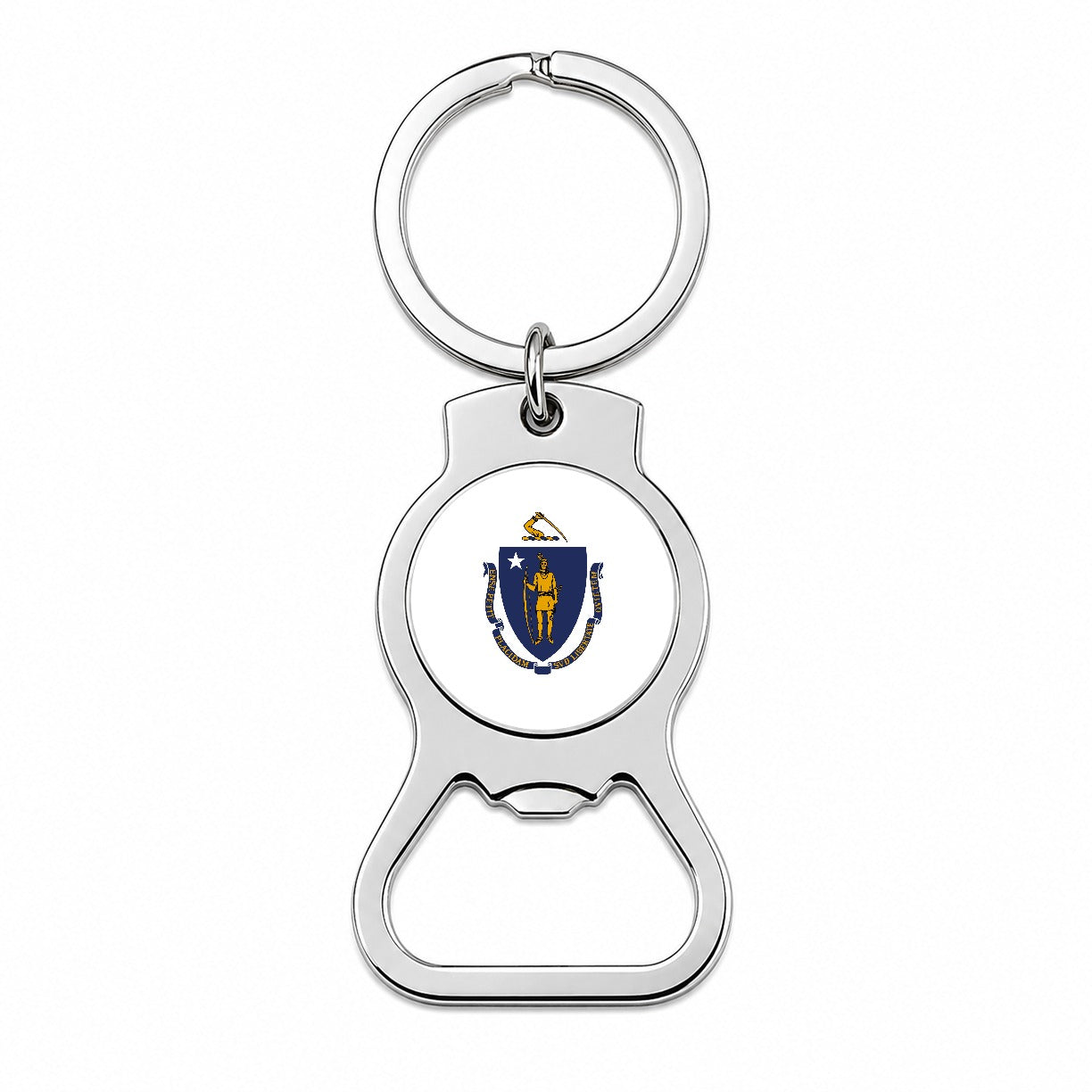 Massachusetts MA State Flag Bottle Opener Keychain