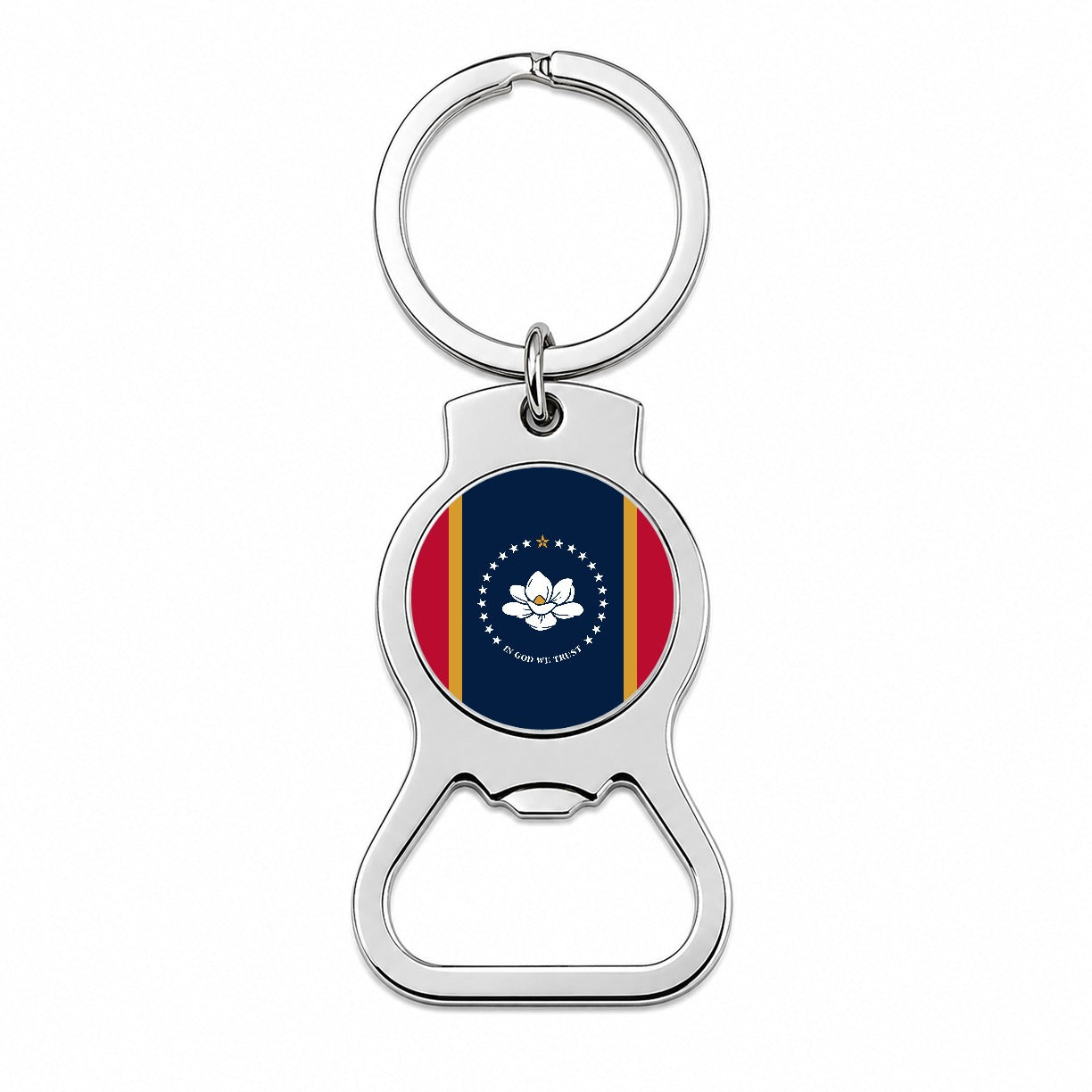 Mississippi MS State Flag Bottle Opener Keychain