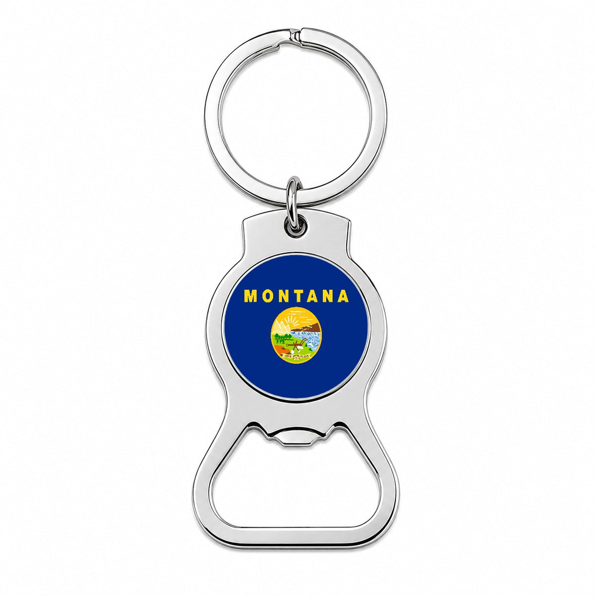 Montana MT State Flag Bottle Opener Keychain