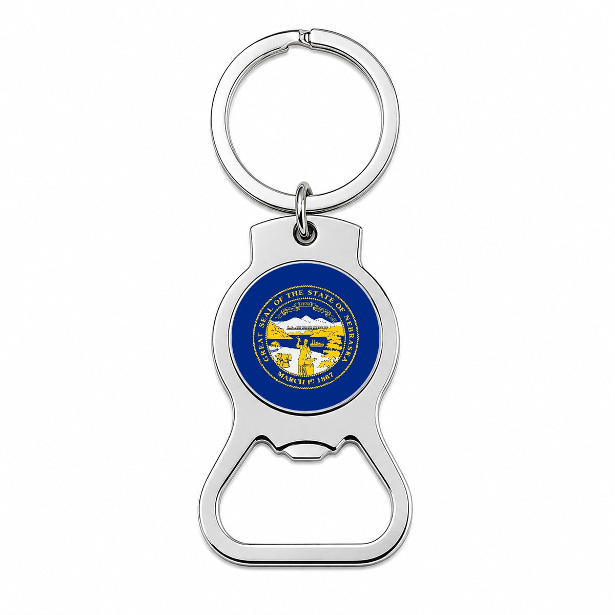 Nebraska NE State Flag Bottle Opener Keychain
