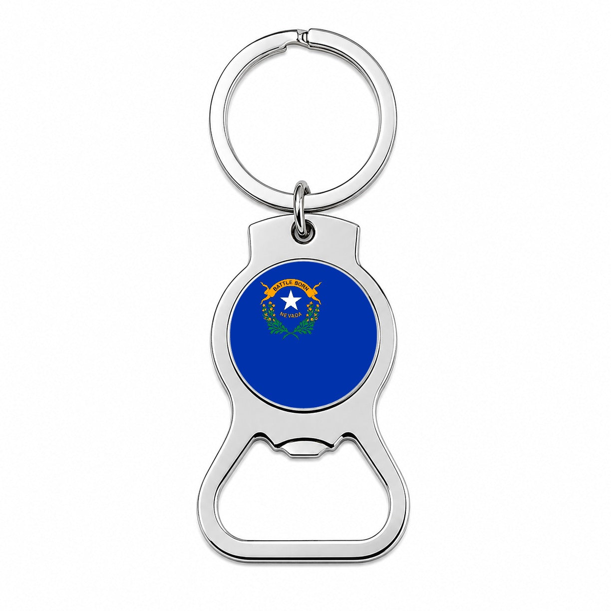 Nevada NV State Flag Bottle Opener Keychain