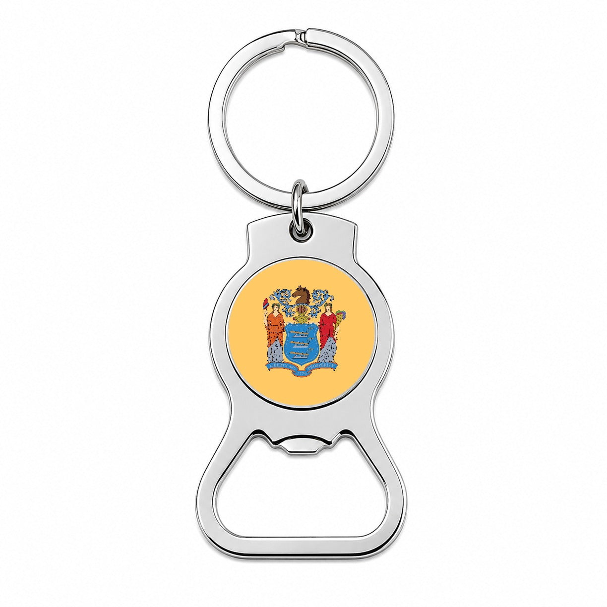New Jersey NJ State Flag Bottle Opener Keychain