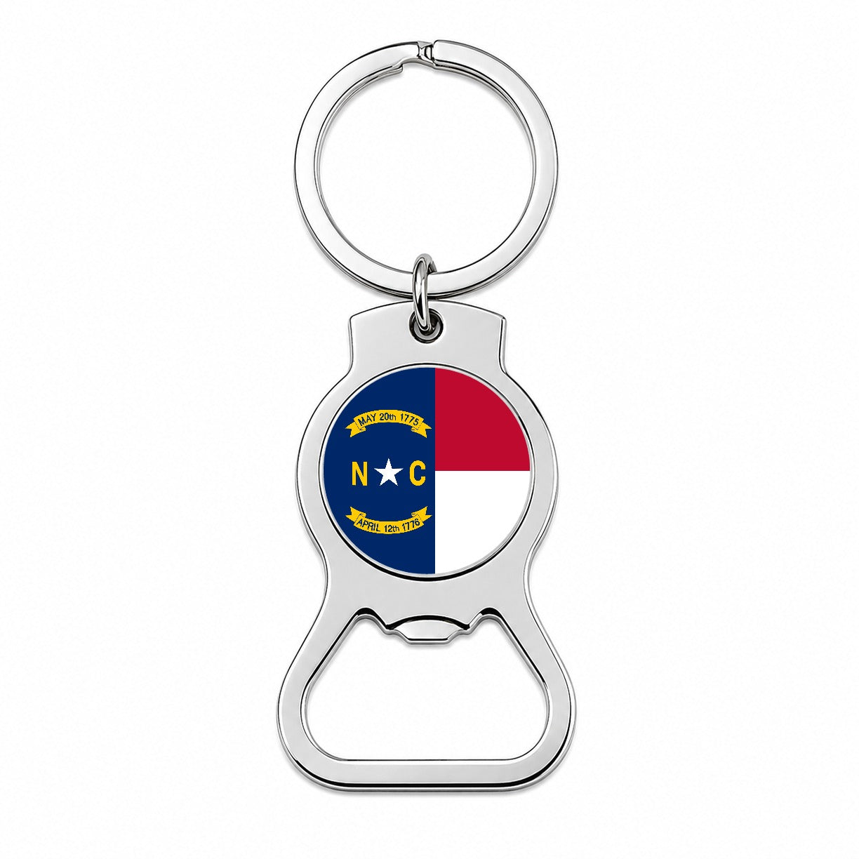 North Carolina State Flag Bottle Opener Keychain
