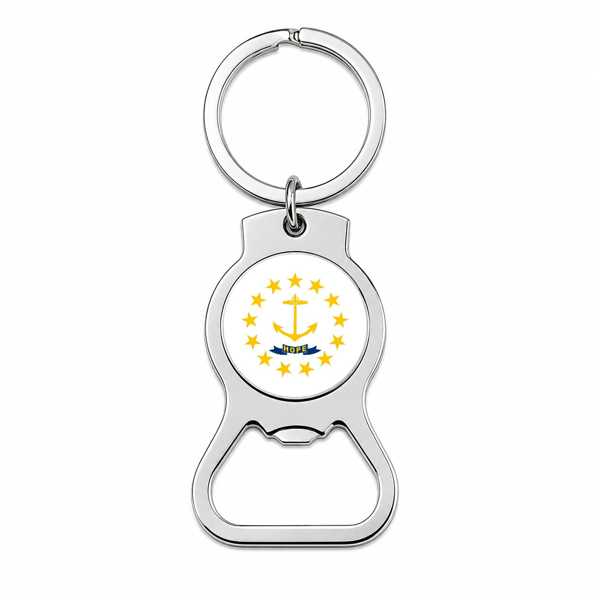 Rhode Island RI State Flag Bottle Opener Keychain