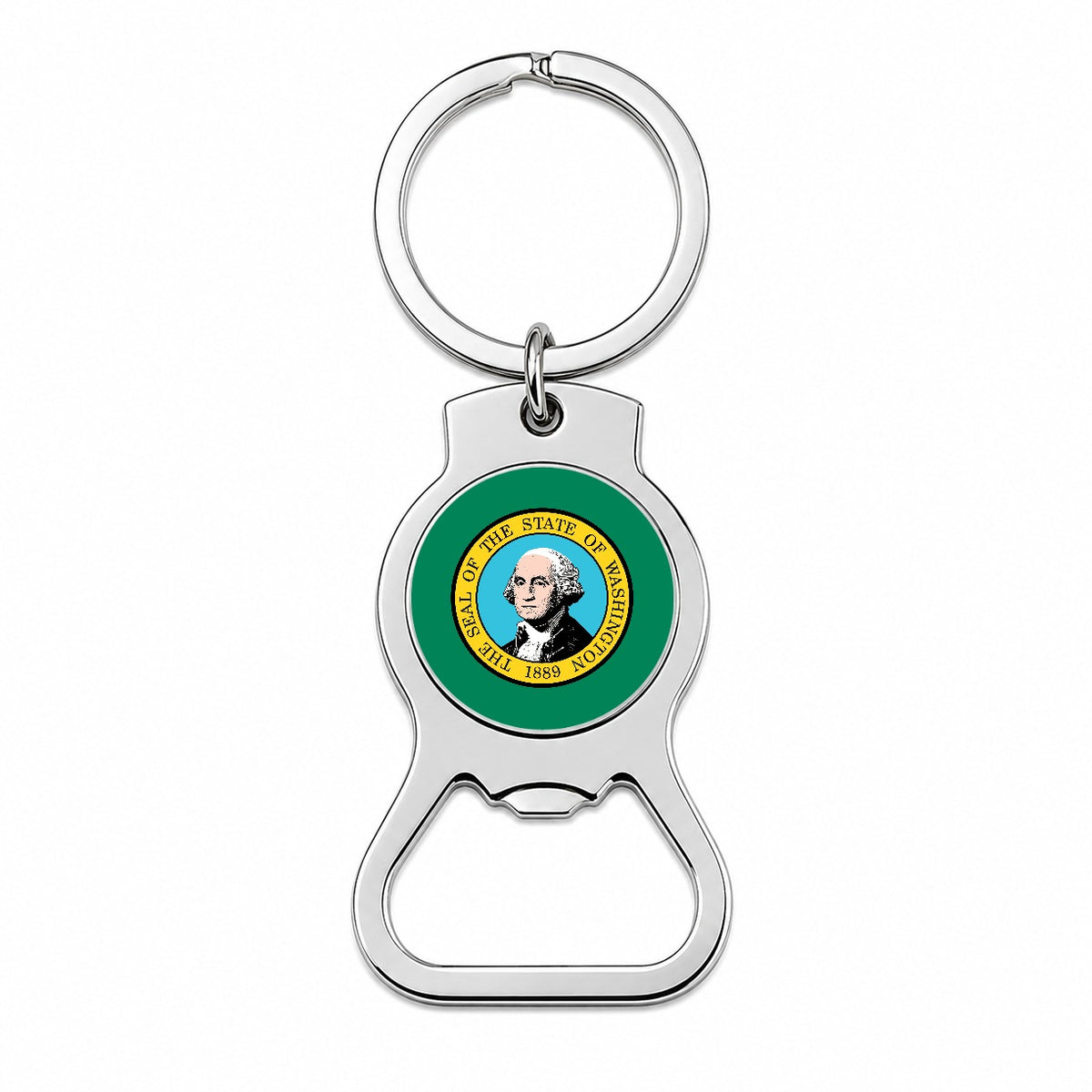 Washington WA State Flag Bottle Opener Keychain