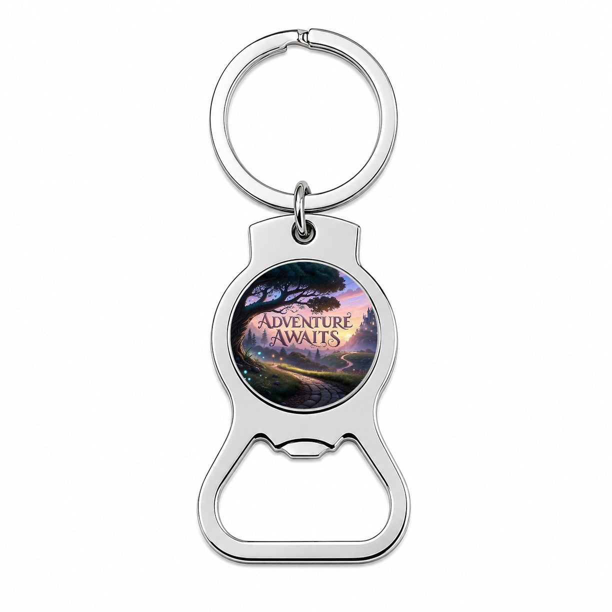 Adventure Awaits Fantasy World Bottle Opener Keychain