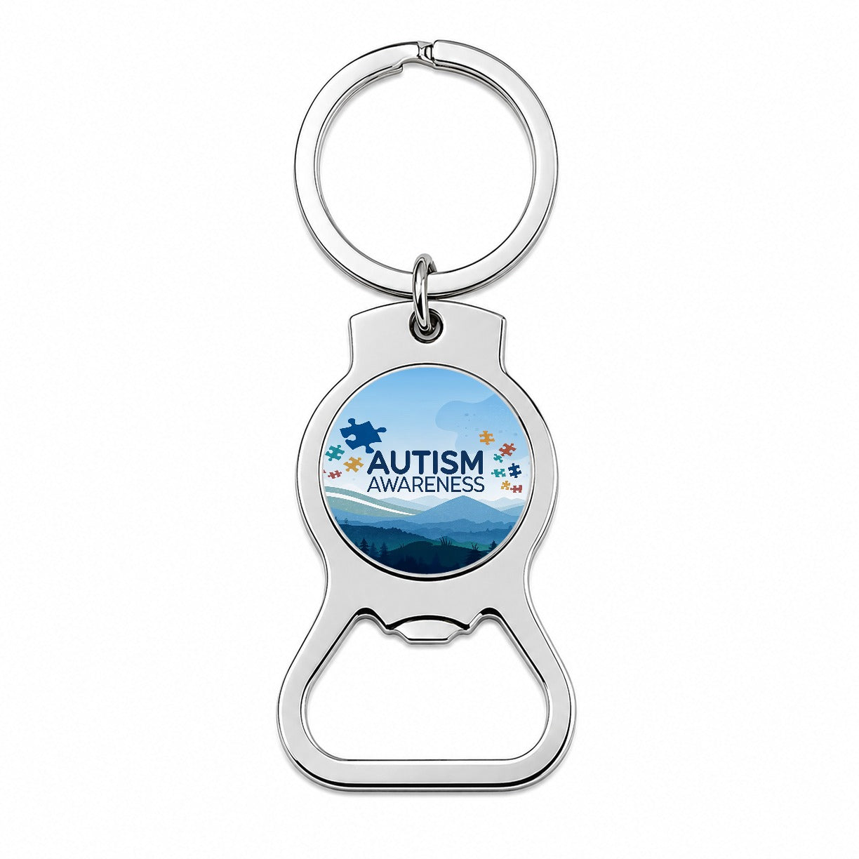 Autism Awareness Flying Puzzle Pieces Bottle Opener Keychain