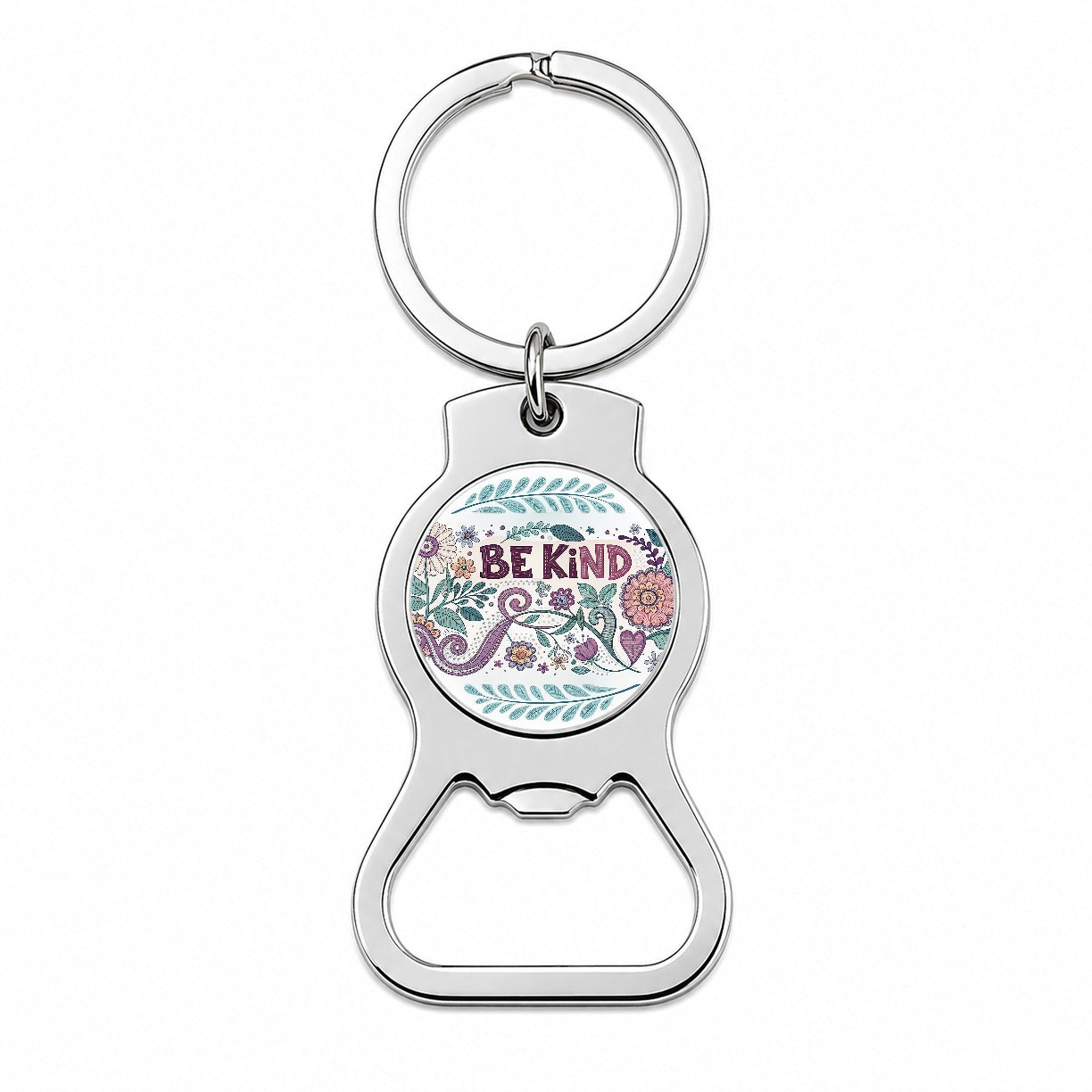 Be Kind Hippie Floral Pattern Bottle Opener Keychain