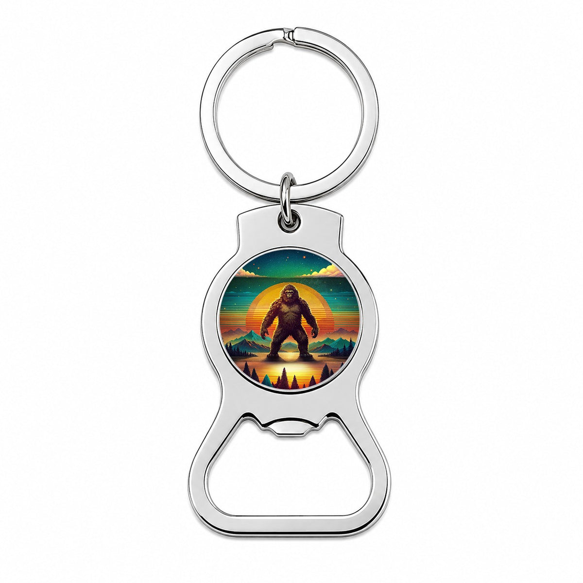 Big Foot Retro Sunset Bottle Opener Keychain
