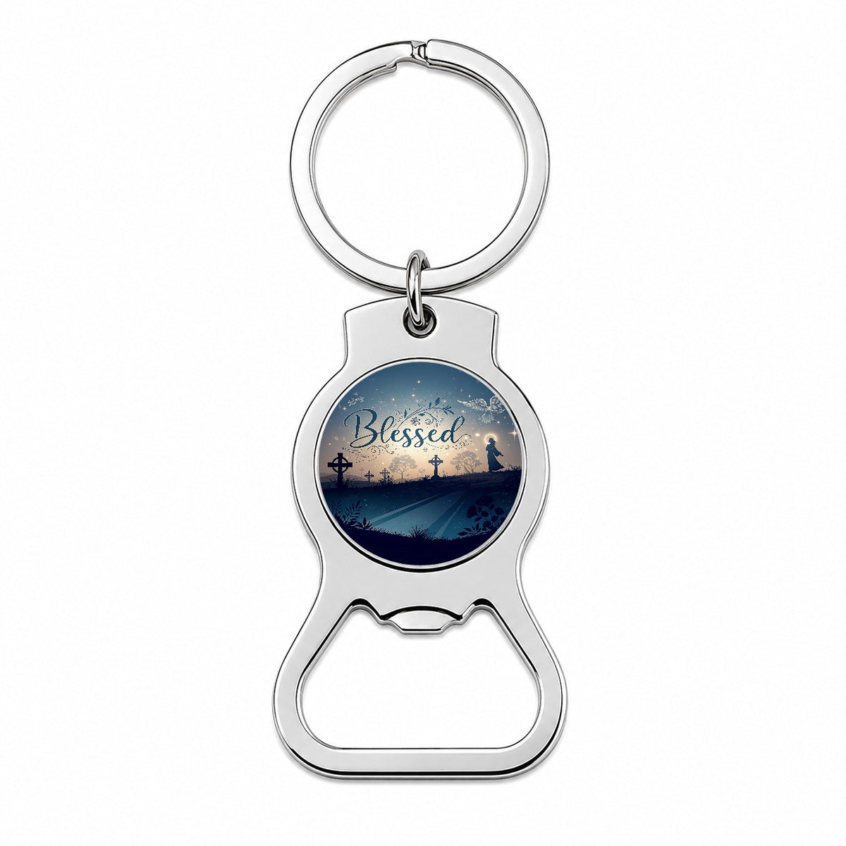 Blessed Religious Crosses Bottle Opener Keychain