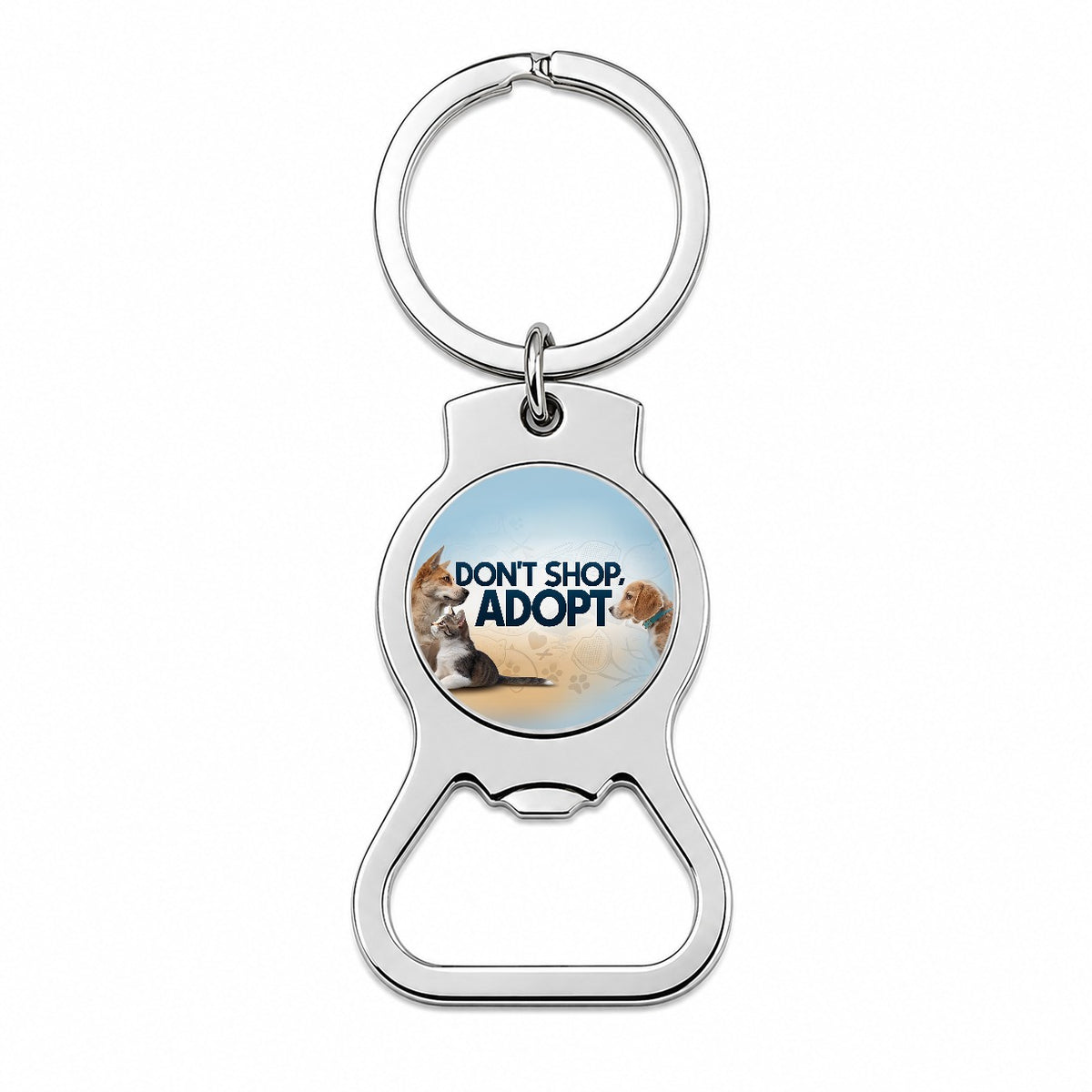 Don't Shop Adopt Dog Cat Rescue Bottle Opener Keychain