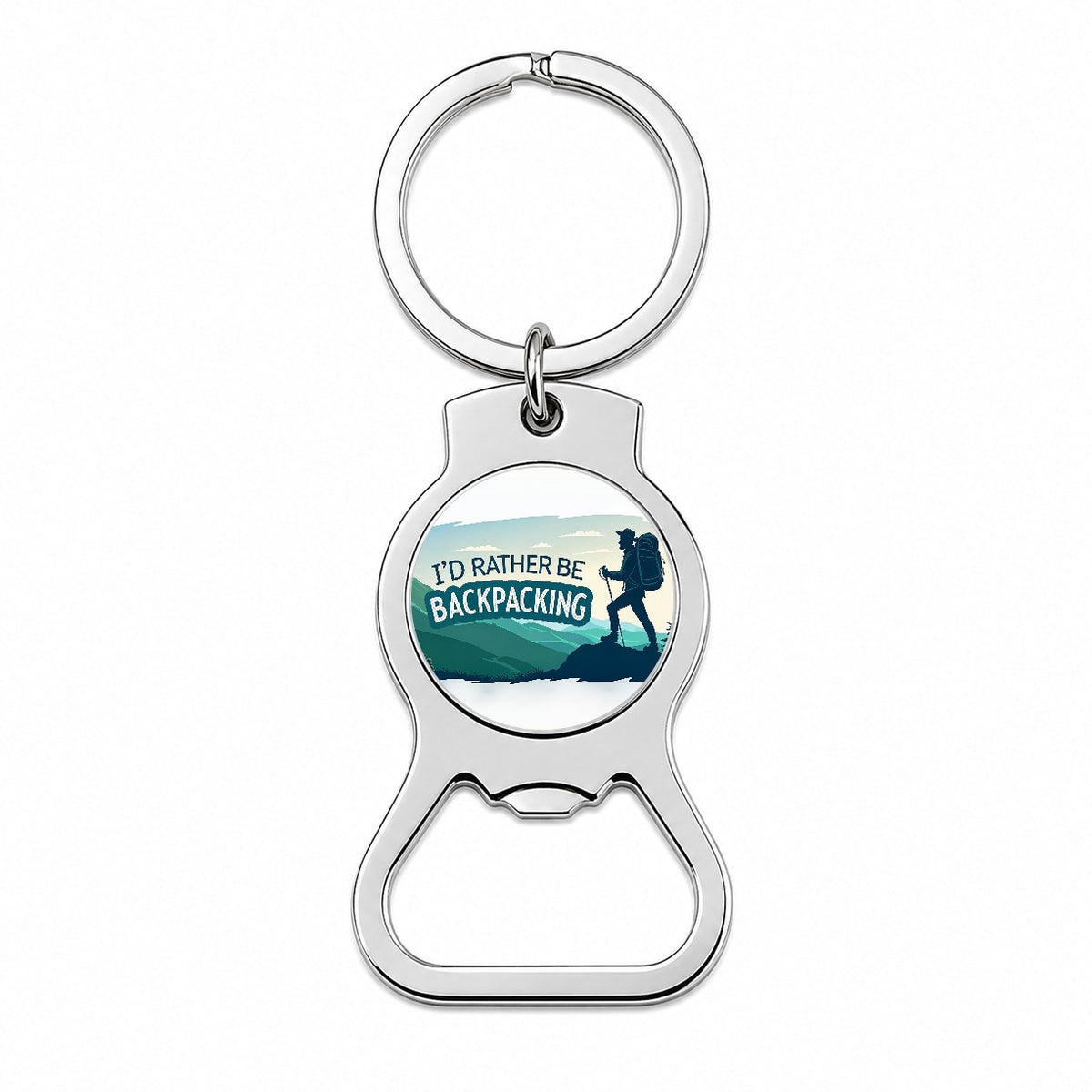 I'd Rather Be Backpacking Traveling Hiking Bottle Opener Keychain