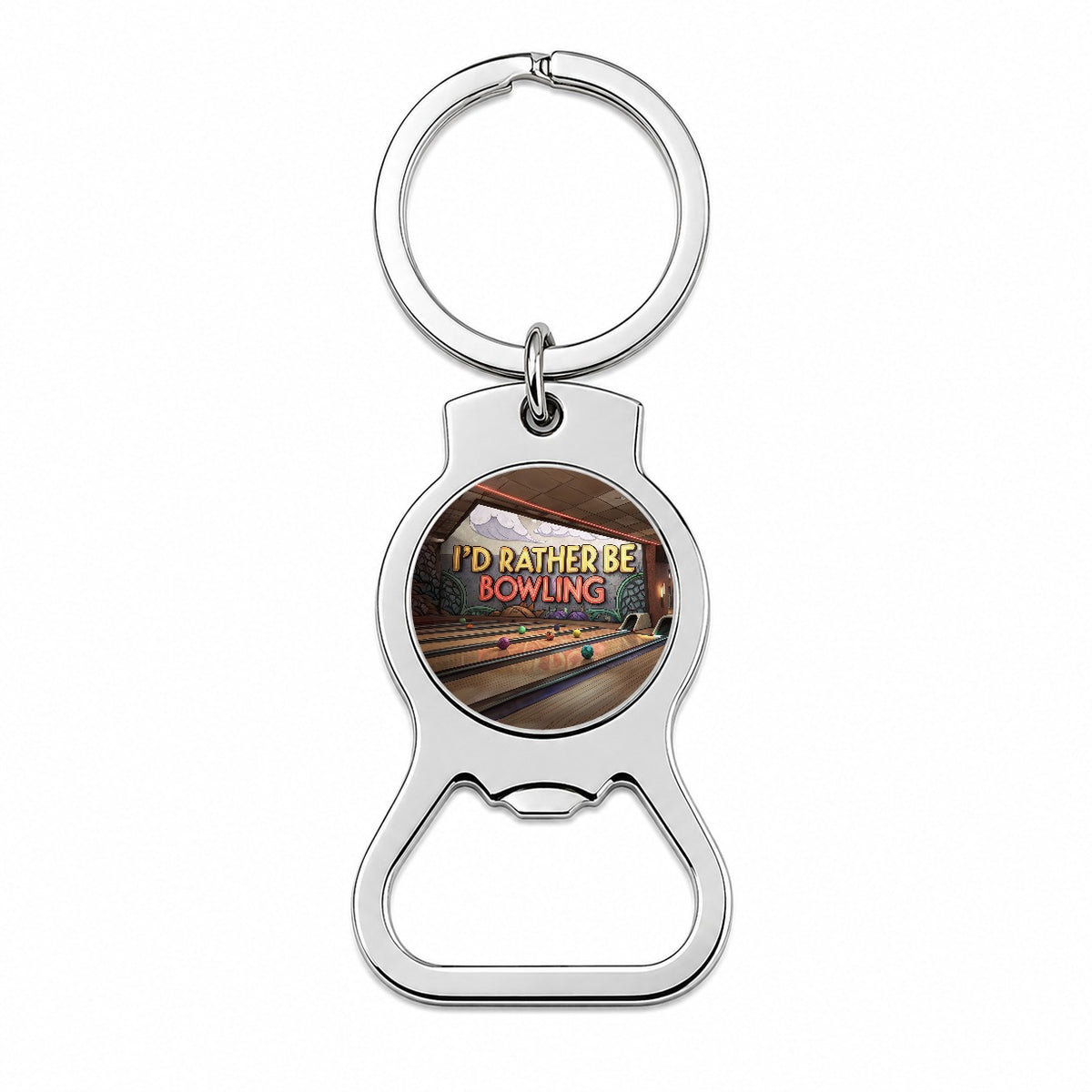 I'd Rather Be Bowling Alley Bottle Opener Keychain