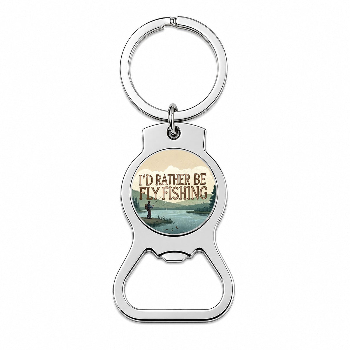 I'd Rather Be Fly Fishing Bottle Opener Keychain