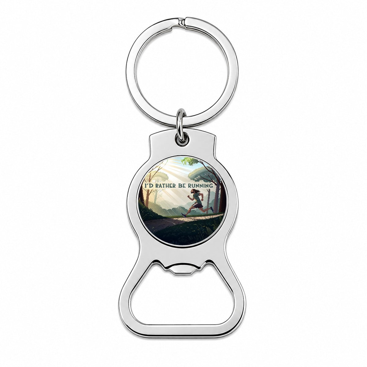 I'd Rather Be Running Man Jogging Bottle Opener Keychain