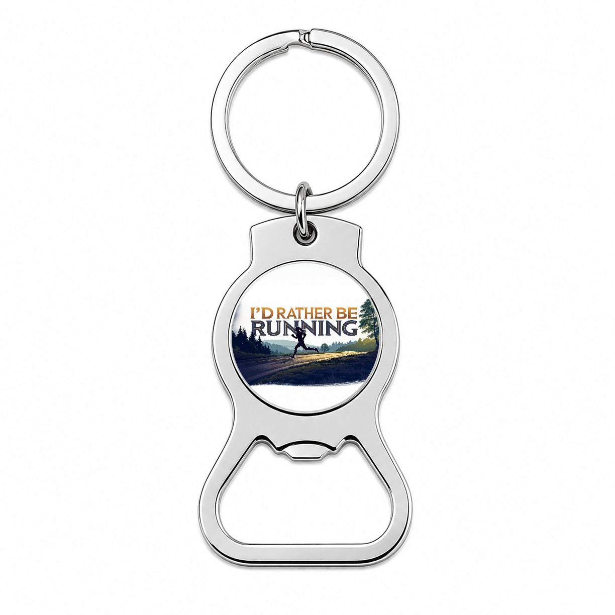I'd Rather Be Running Woman Jogging Bottle Opener Keychain