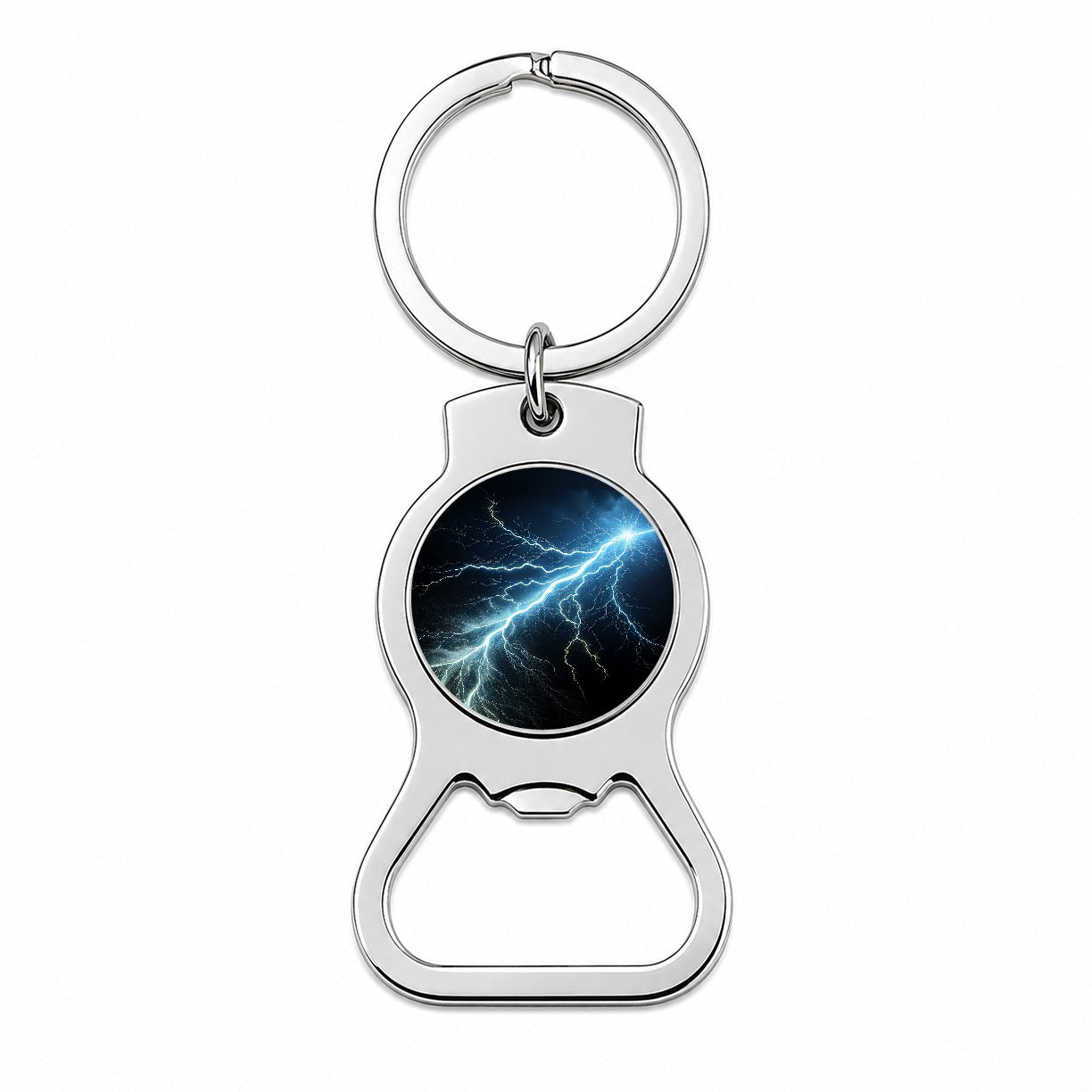 Lightning Bolt Strike at Night Bottle Opener Keychain