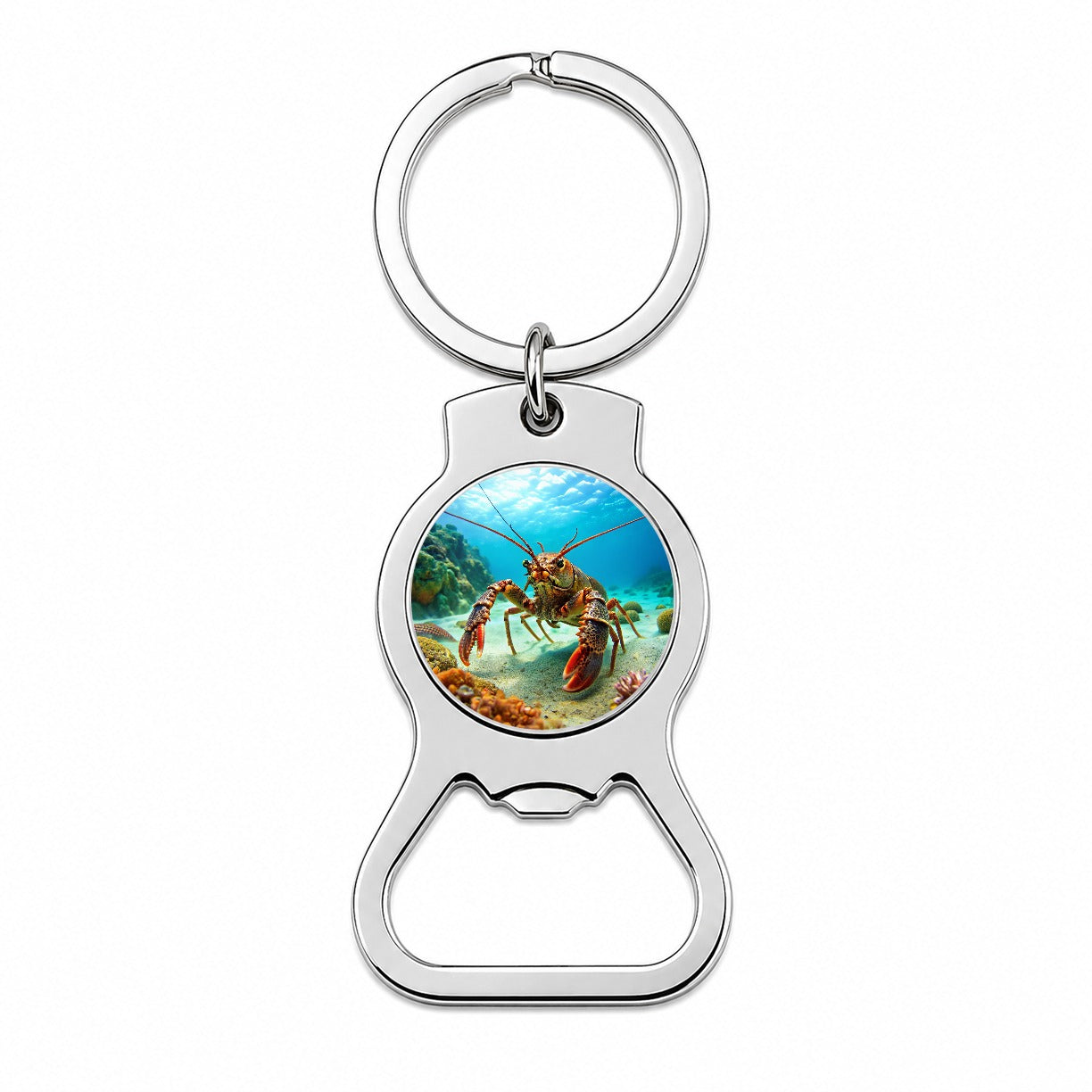 Lobster In The Ocean Bottle Opener Keychain