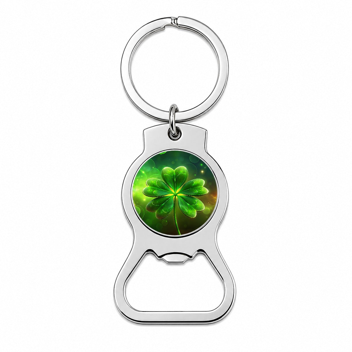 Lucky Irish Five Leaf Clover Bottle Opener Keychain