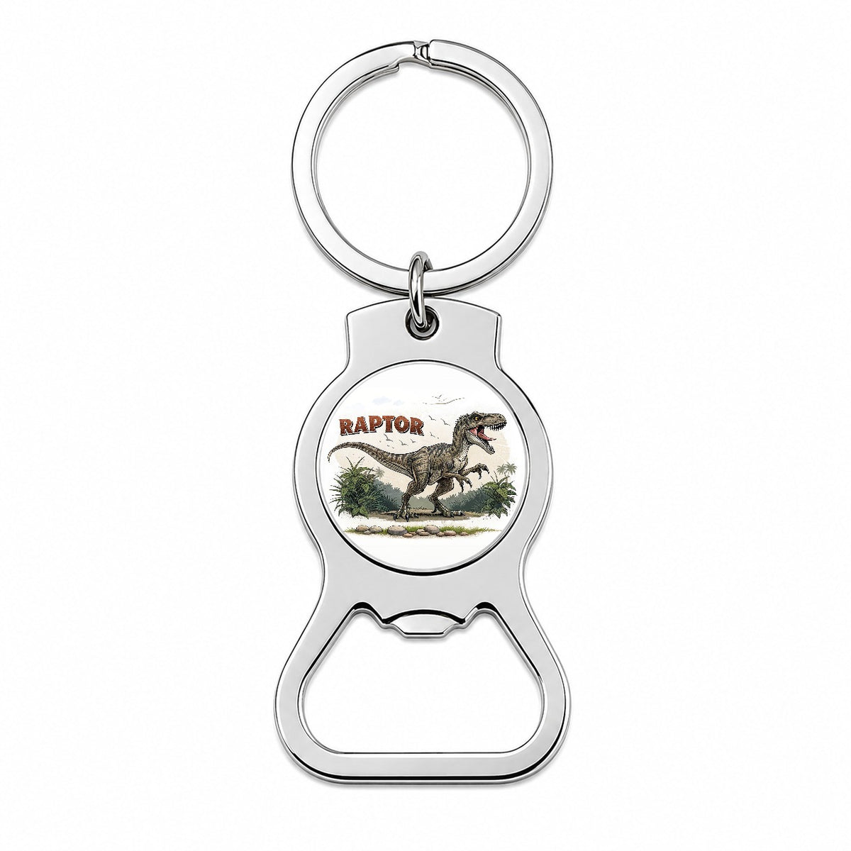 Raptor Dinosaur Cartoon Bottle Opener Keychain