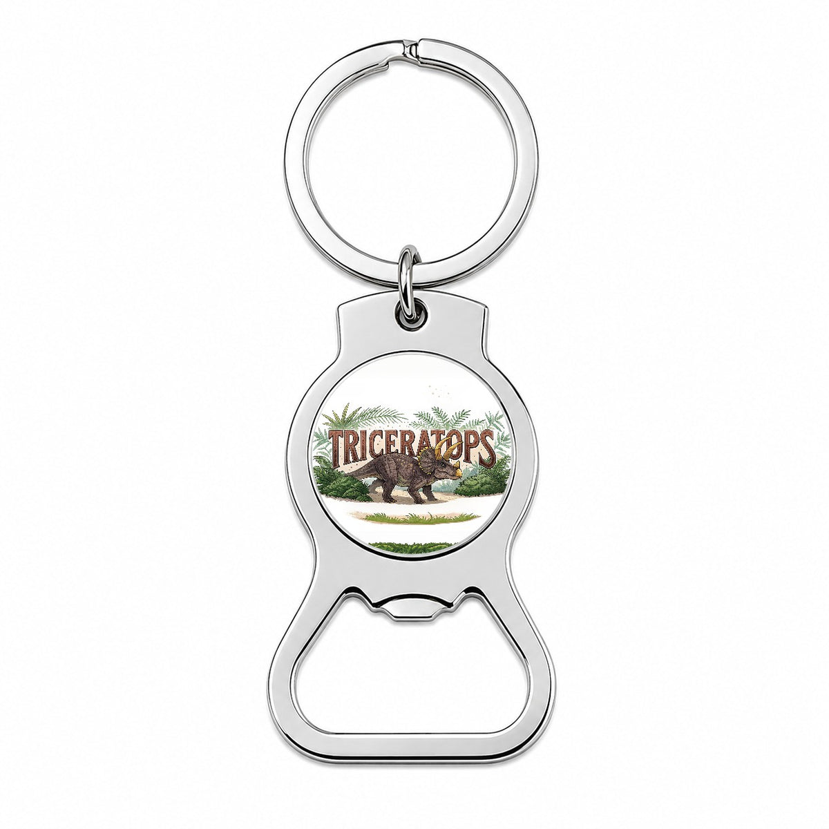 Triceratops Horned Dinosaur Cartoon Bottle Opener Keychain