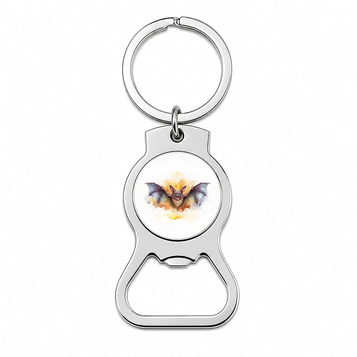 Angry Bat Watercolor Bottle Opener Keychain