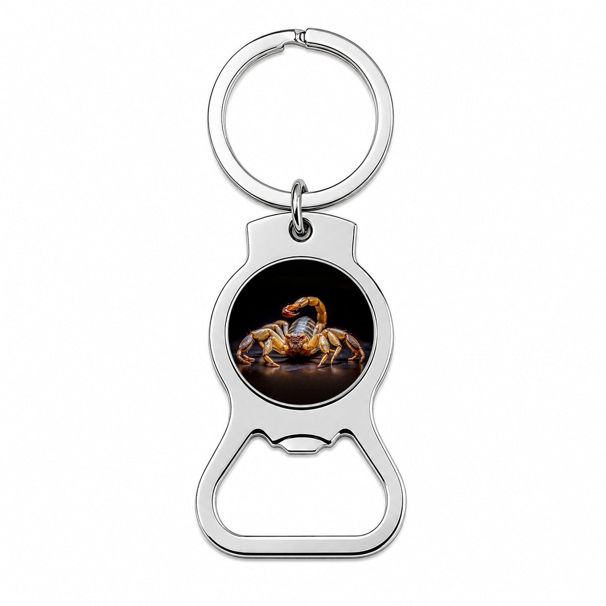 Angry Scorpion Black Background Bottle Opener Keychain