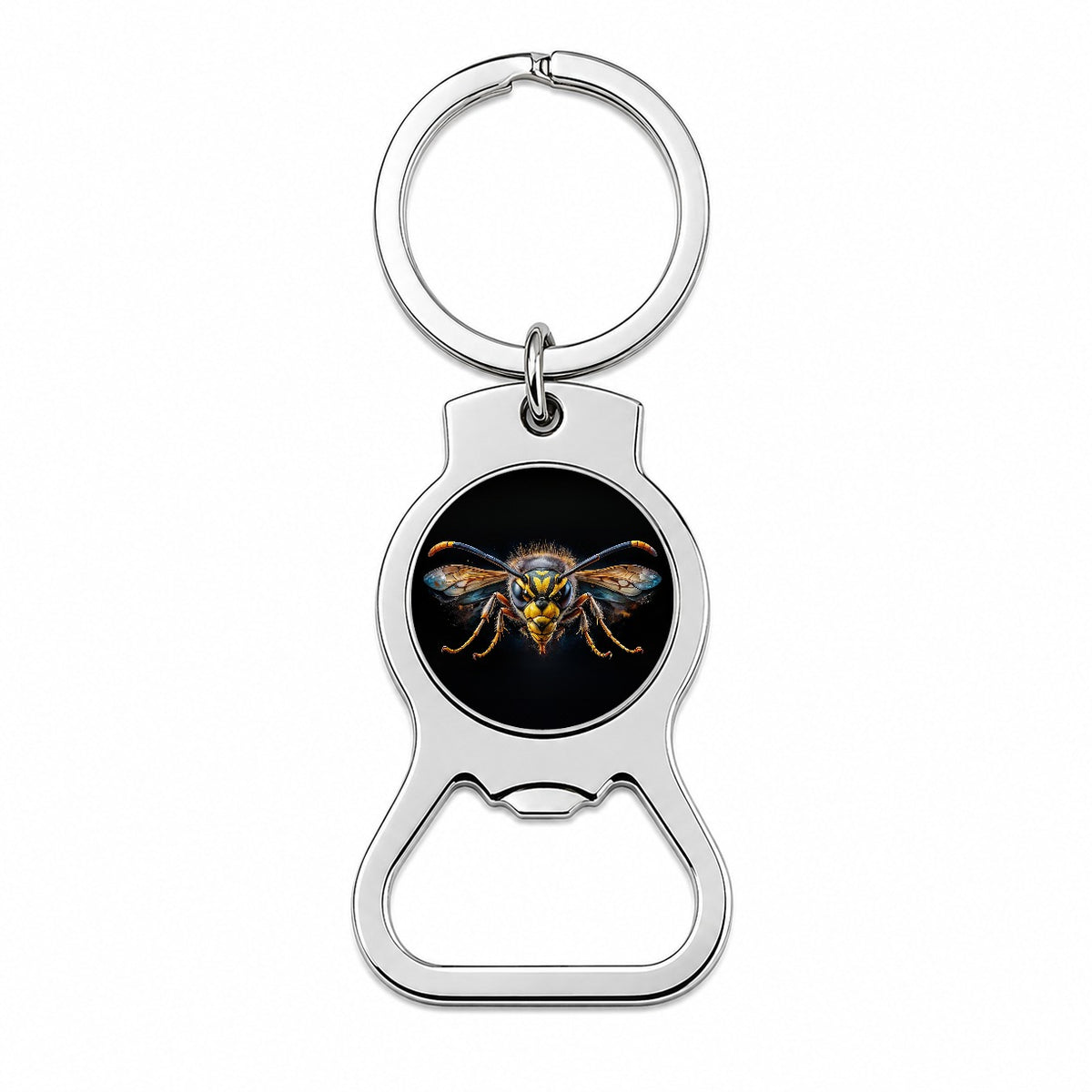 Angry Wasp Watercolor Bottle Opener Keychain